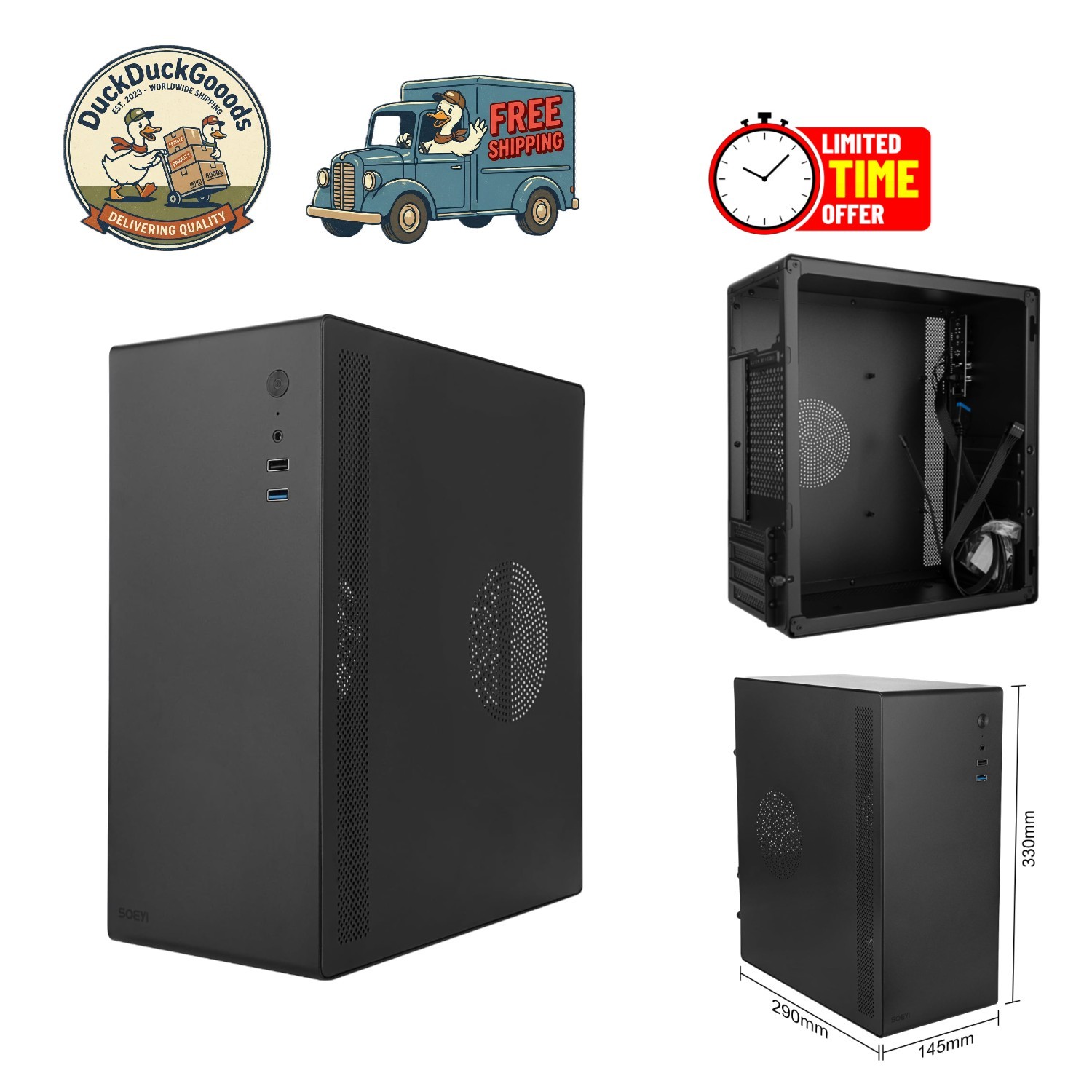 Compact ITX Desktop Case - Supports Micro ATX Motherboards with Enhanced Cooling