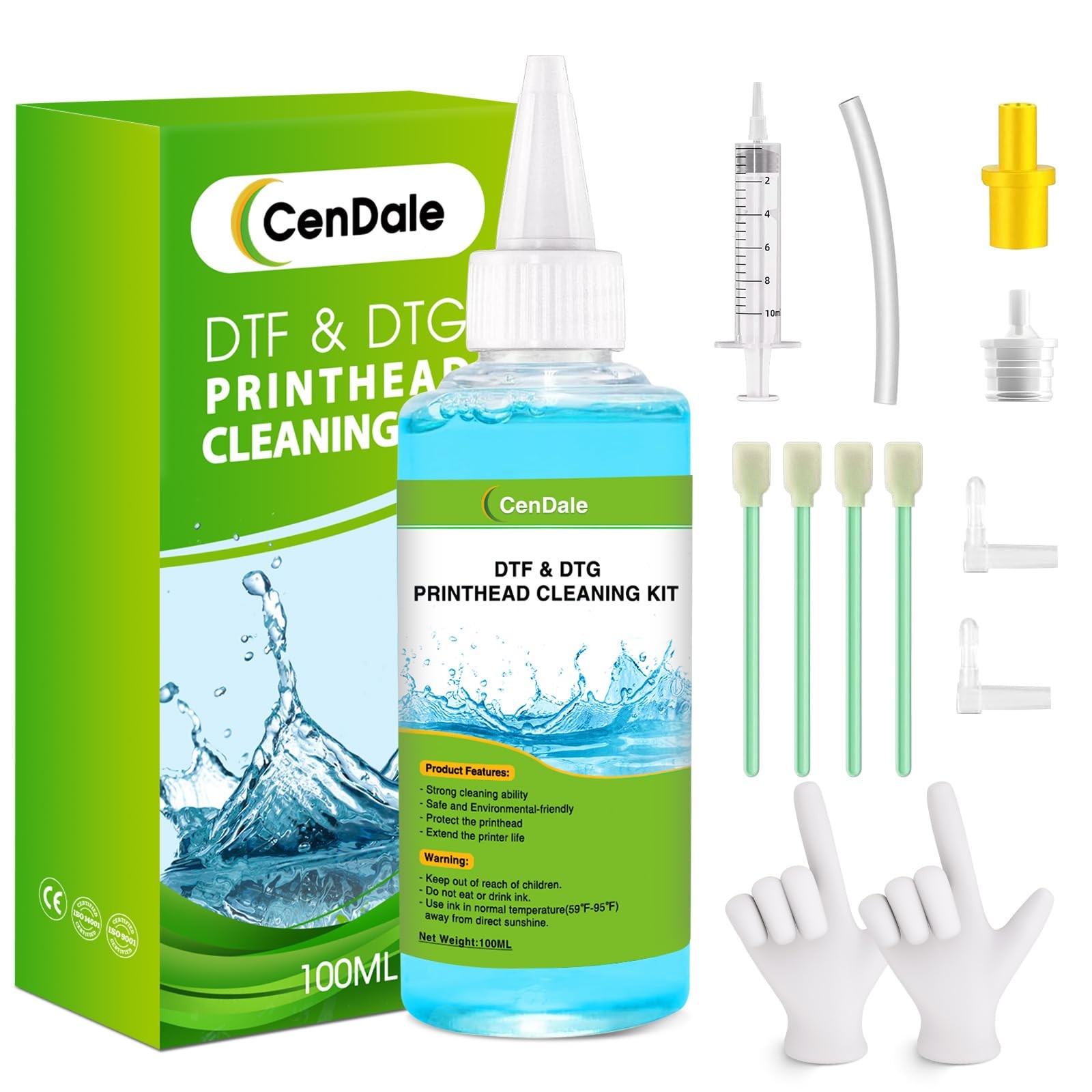 CenDale Premium DTF Printhead Cleaning Solution 100 ml Blue DTF Cleaning Kit