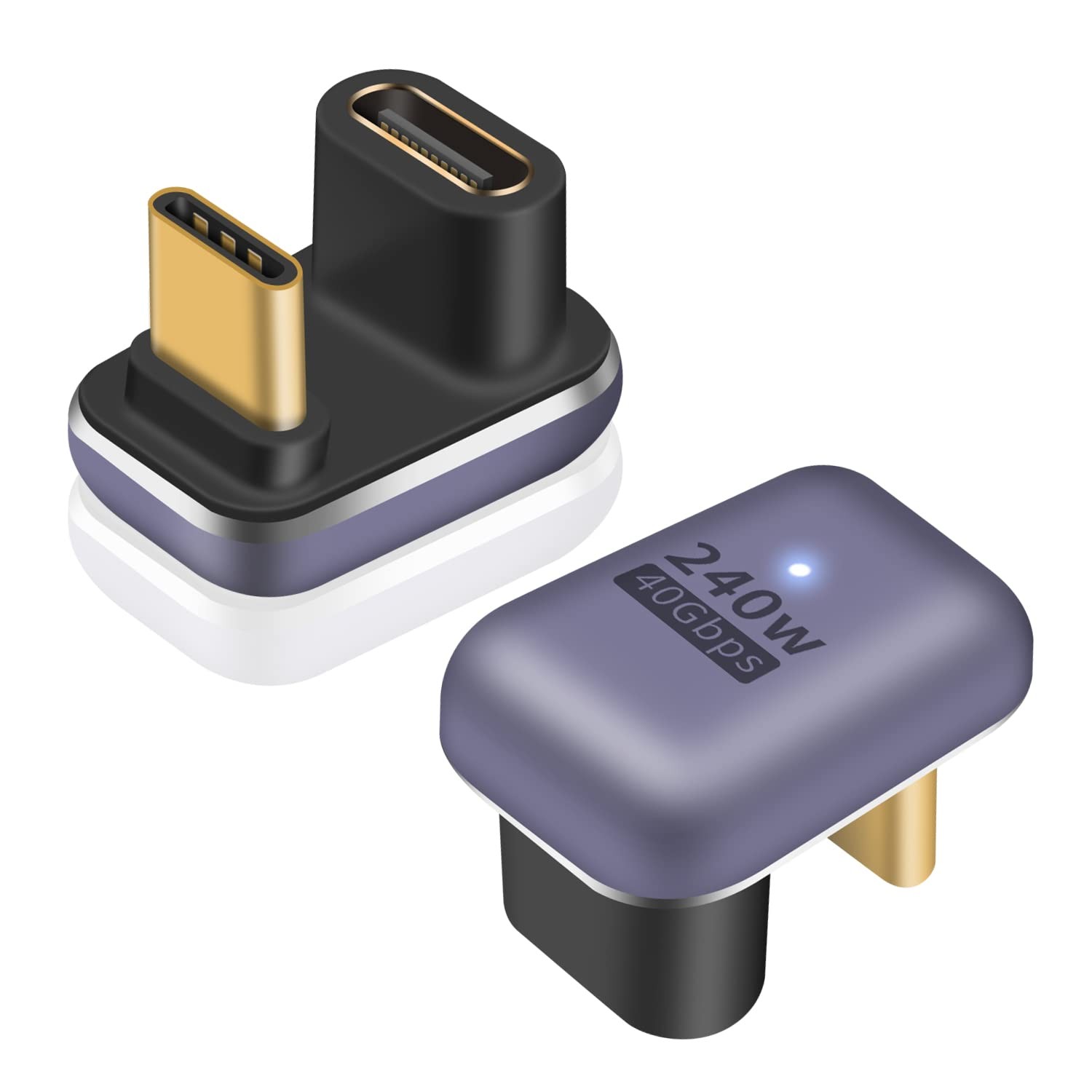 180 Degree USB C Adapter 240W, 2-Pack U Shape USB C 180 Degree Angled USB 4.0...