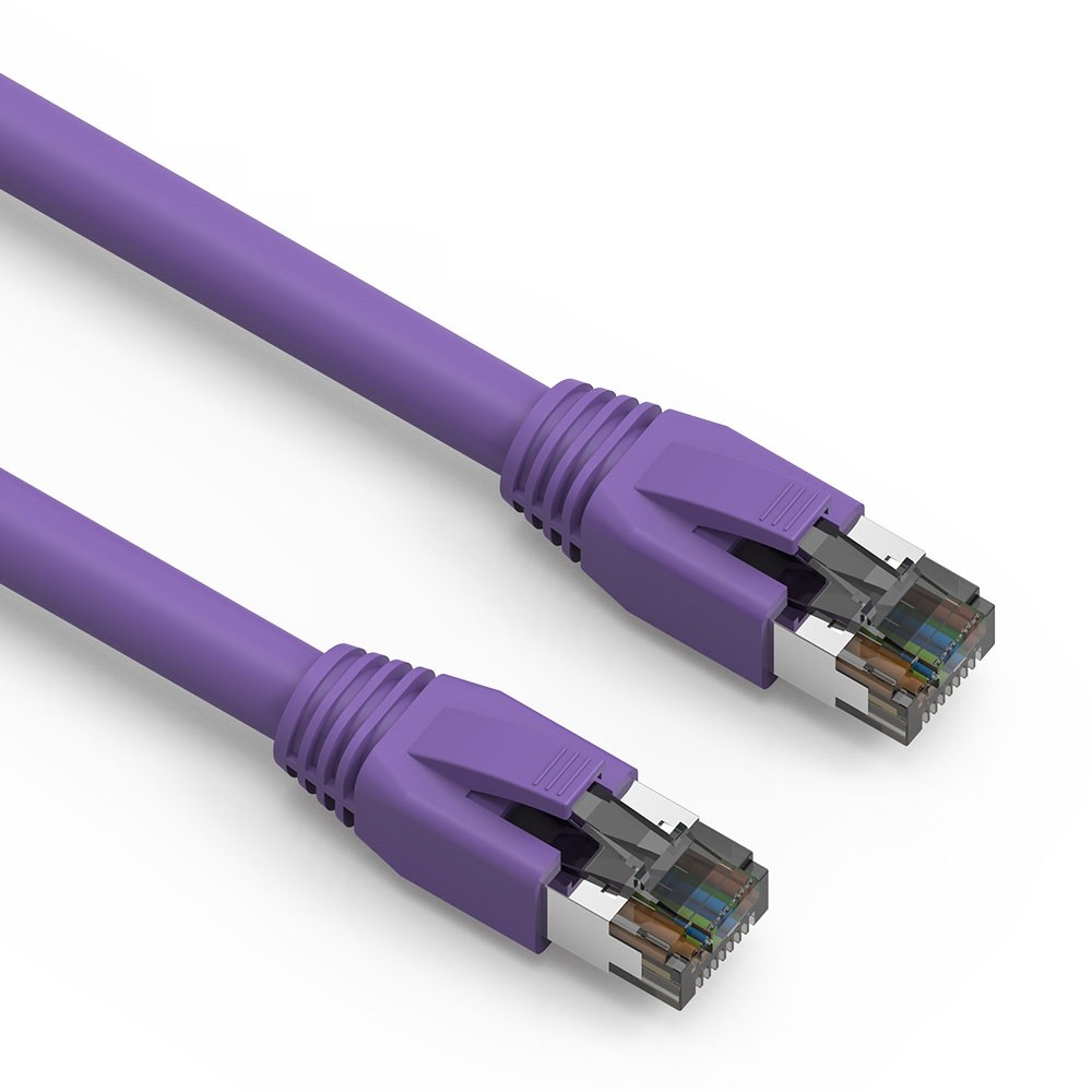 5 Pack of 50Ft CAT8 S/FTP Ethernet Network Cable Purple 24AWG