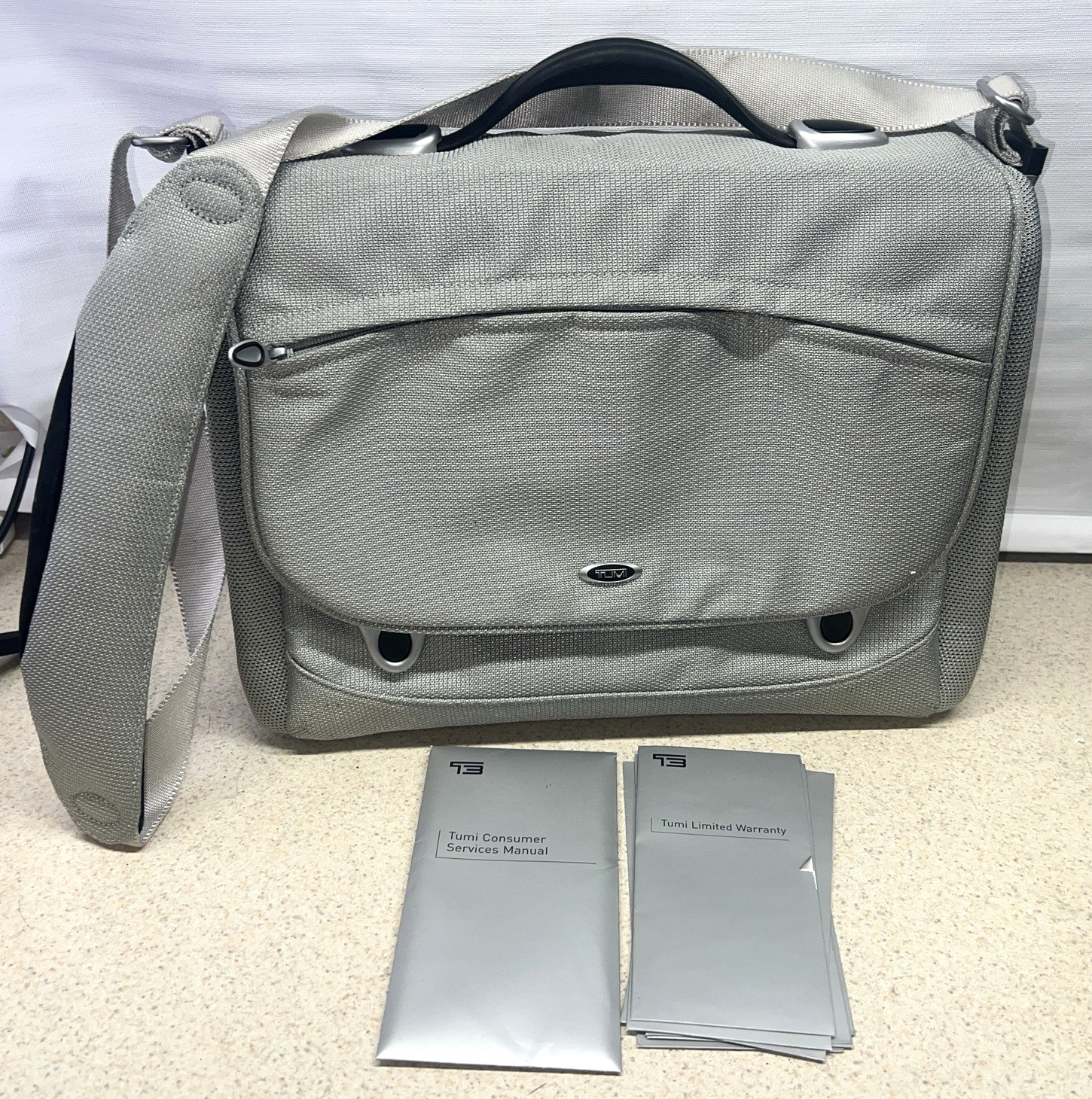 Tumi T3 FLIP FLAP BRIEF Laptop Computer Briefcase Messenger Bag 6401ALU Silver