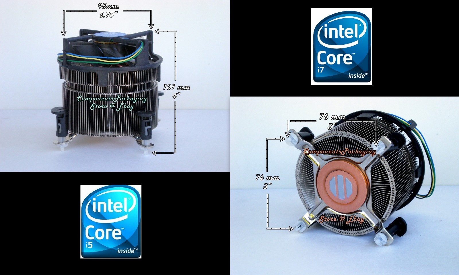 Core i7 High Performance 130W CPU Cooler Heatsink For Socket LGA115X CPU 4" Tall