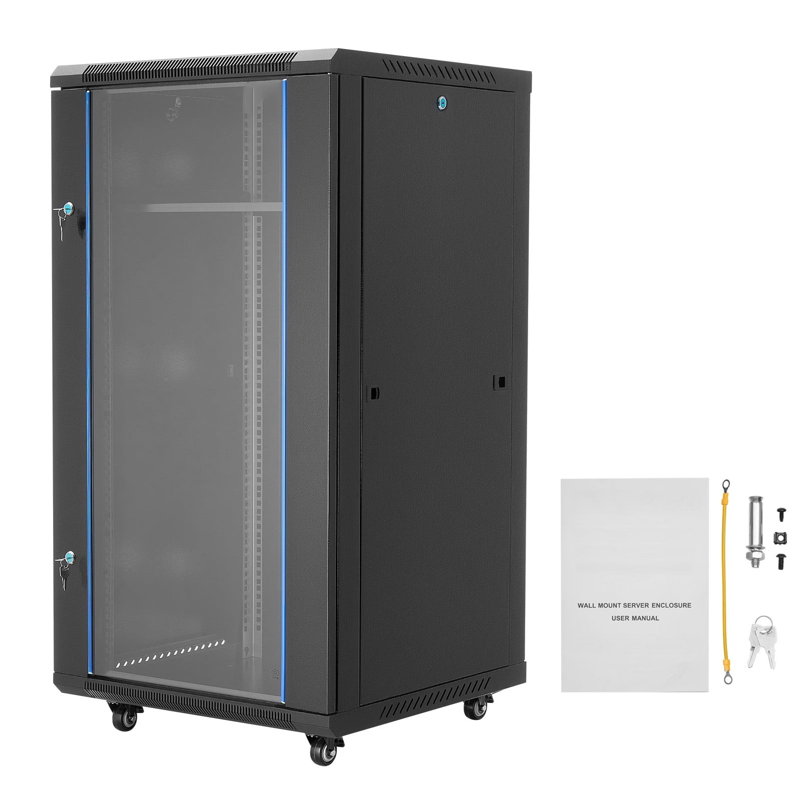 KFFKFF 22U Wall-Mount Network Cabinet, 23.6-Inch Depth, 300 lb Load Capacity,