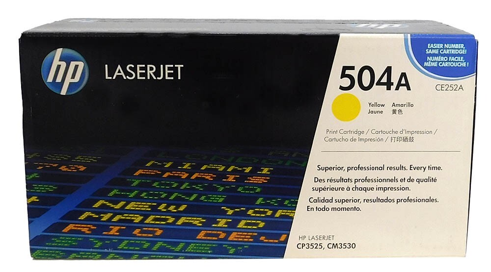 HP 504A/CE252A Yellow Toner Cartridge for Color LaserJet CP3525/CM3530 - Genuine