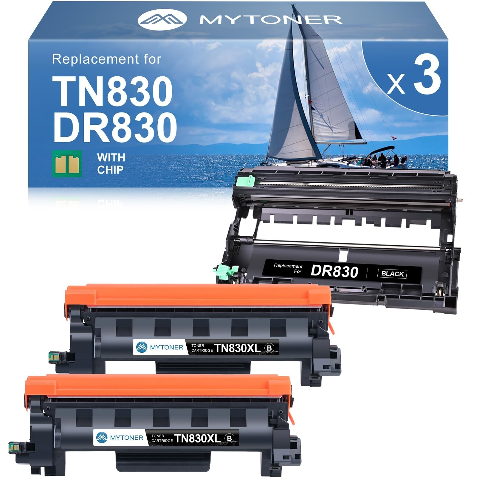 MYTONER Compatible Toner Cartridge and Drum Unit for Brother TN830 1PACK