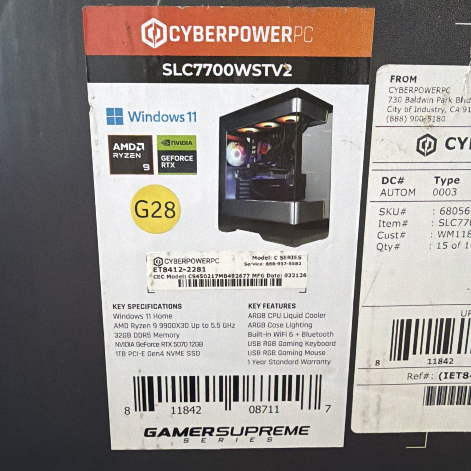 Cyberpower Play Ready Gaming Desktop PC C Series G28