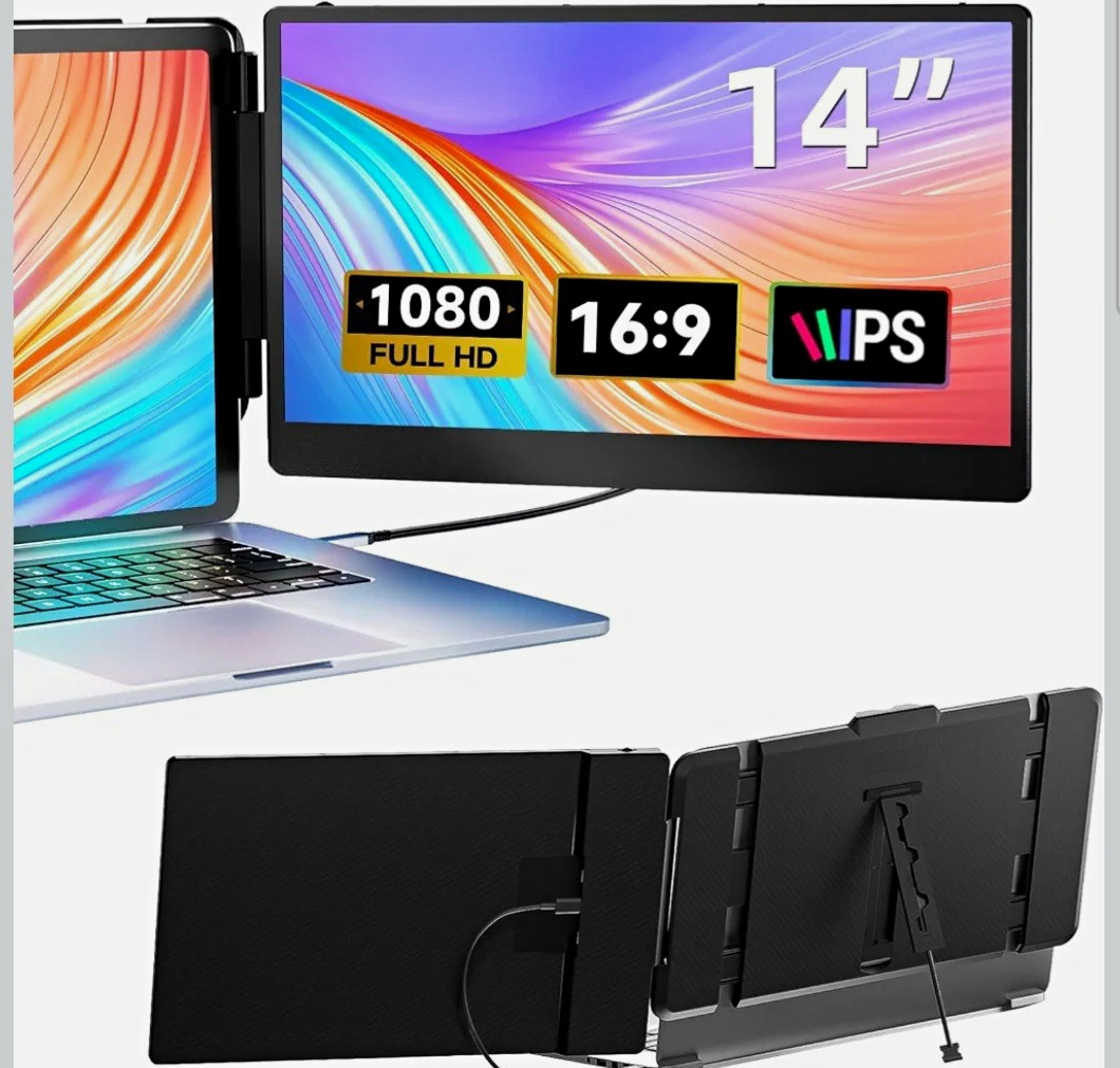 14" Portable Laptop Screen Extender 1080P Full HD IPS 16:9 Dual USB-C
