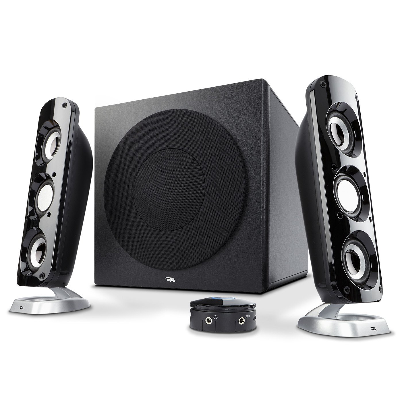 Small Black 2.1 Speakers with Subwoofer Premium Sound for Gaming and Music