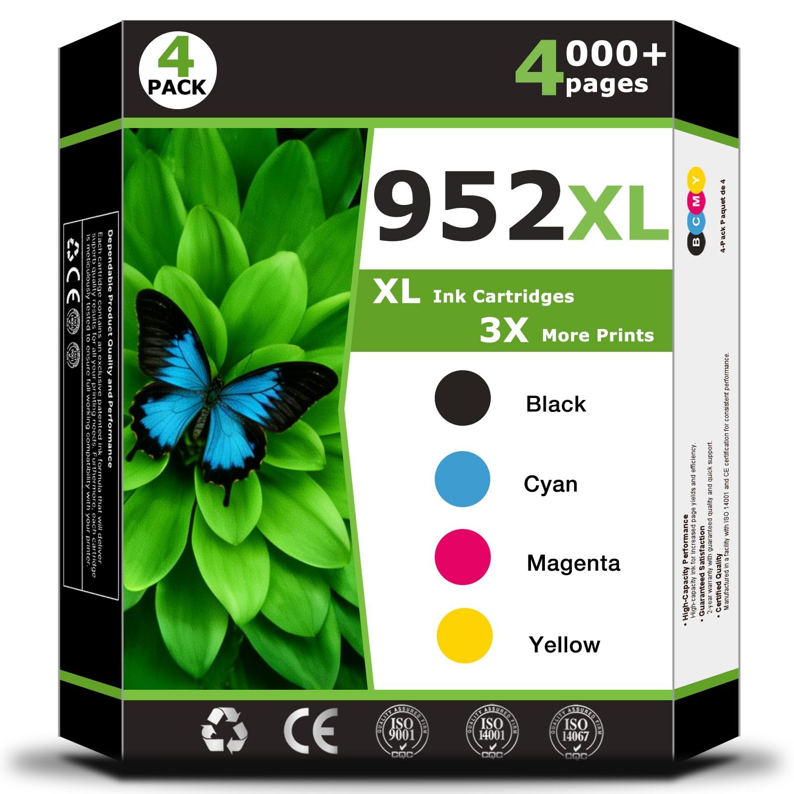 4-Pack 952XL Ink Cartridges for HP OfficeJet Pro 7740 8710 8715 8720 8730