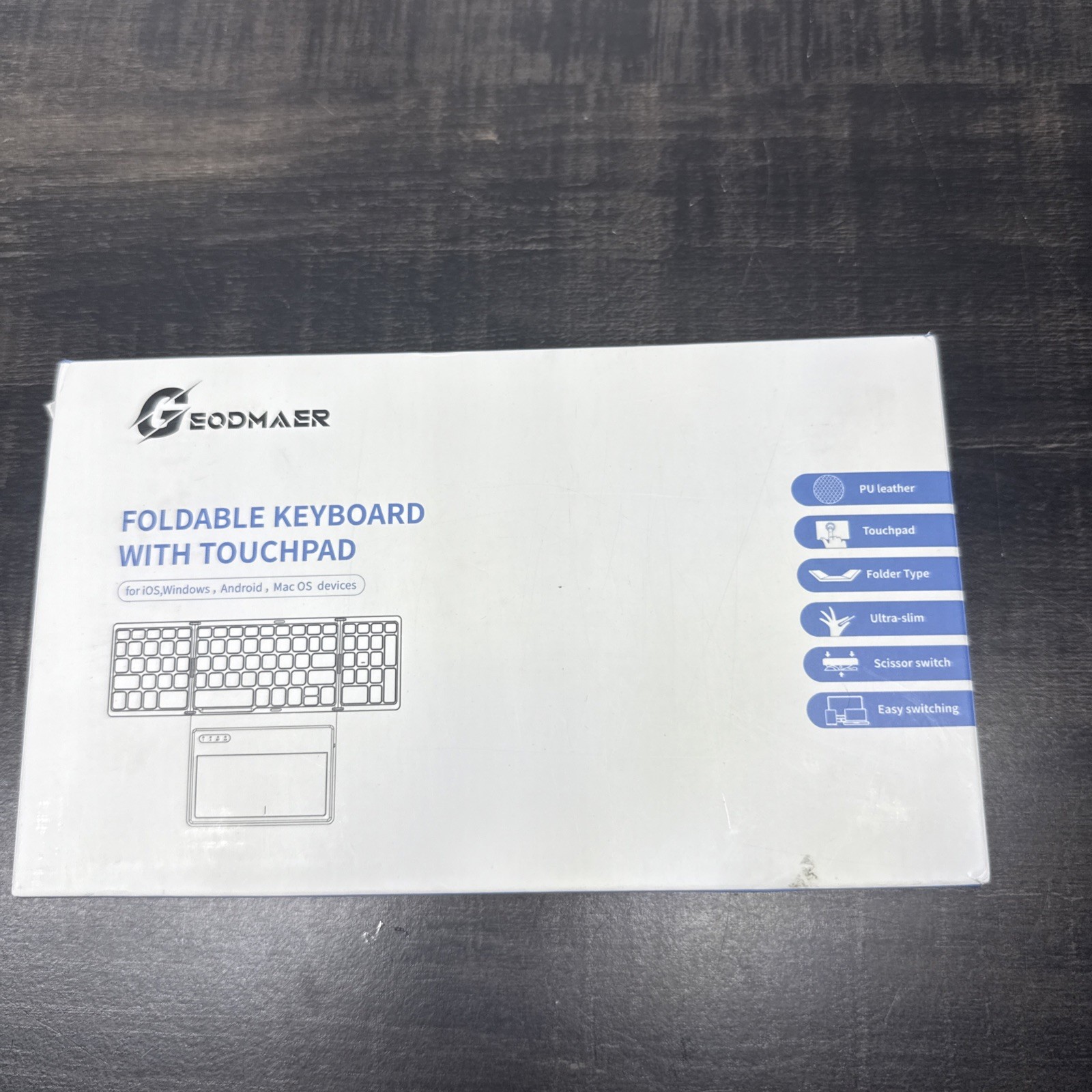 GEODMAER Foldable Bluetooth Keyboard With Touchpad For iOS, Android- Silver