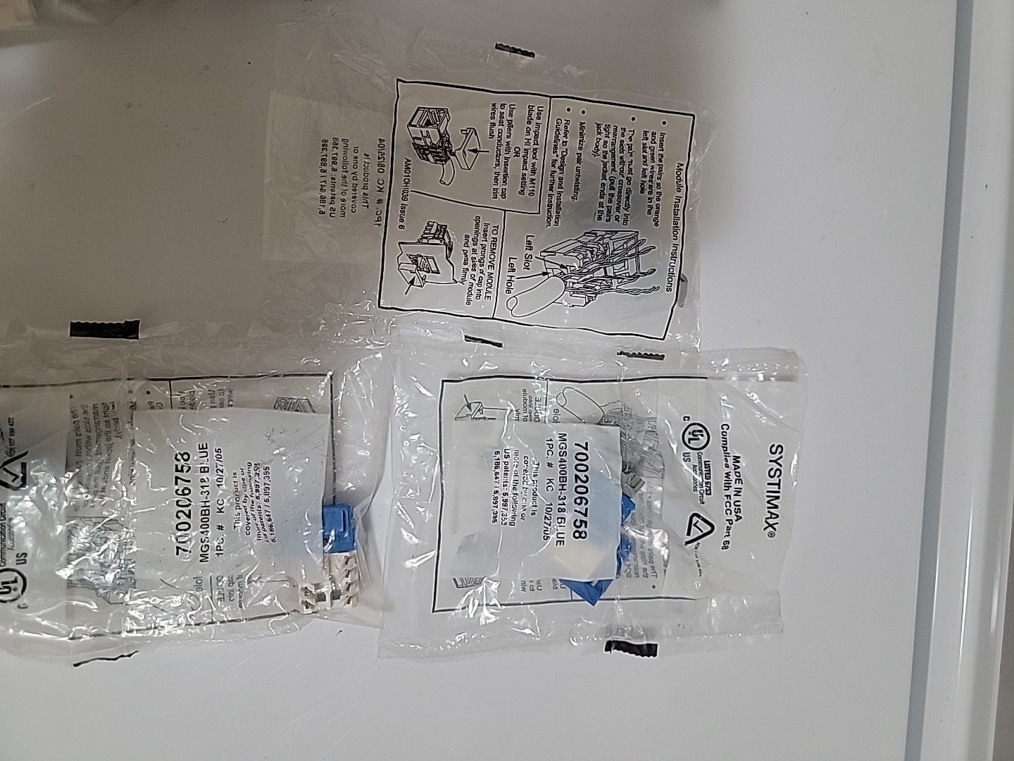SYSTIMAX Cat 6 Blue Jacks RJ45 Modular Plug 30 Pack All New In Original Bags New