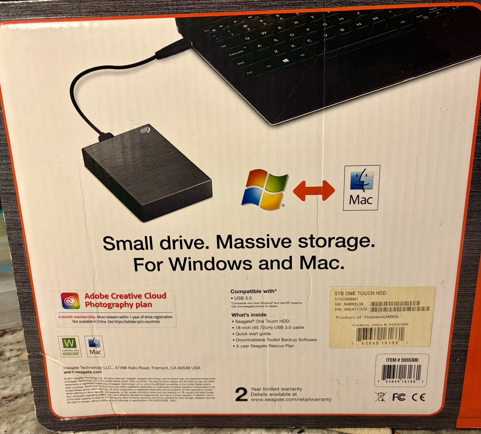 Seagate One Touch 5TB Portable Flash HD Drive USB3 Rescue Edition ⚠️SEALED