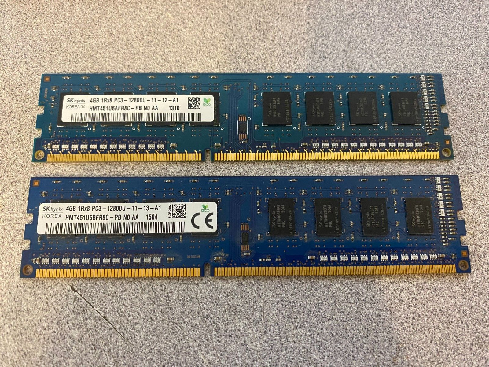 Lot of 8 GB (4 GB x 2 sticks) SK hynix DDR3-1600 PC3-12800U 12800 Desktop Memory
