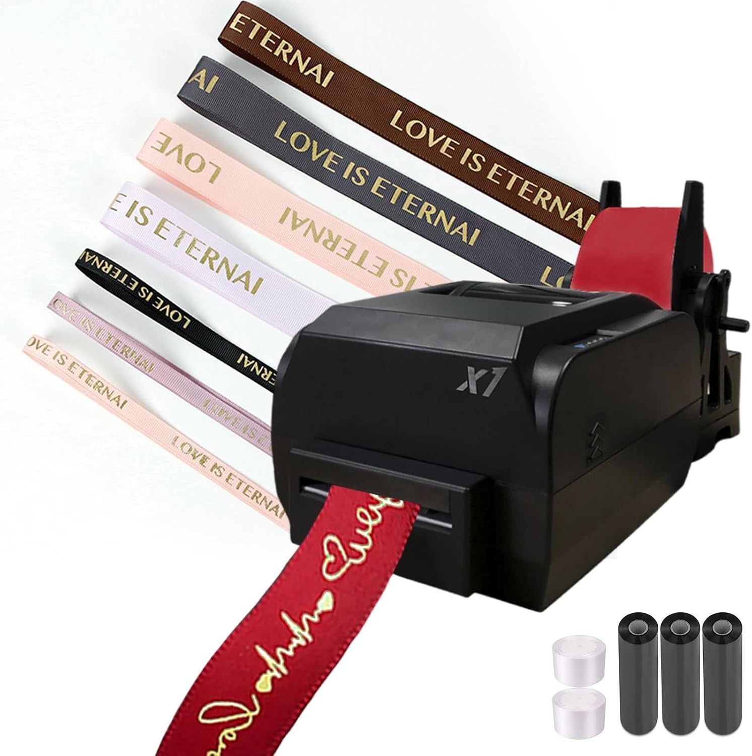 Satin Ribbon Printing Machine with Holder,200 Dpi Digital Ribbon Printer Thermal