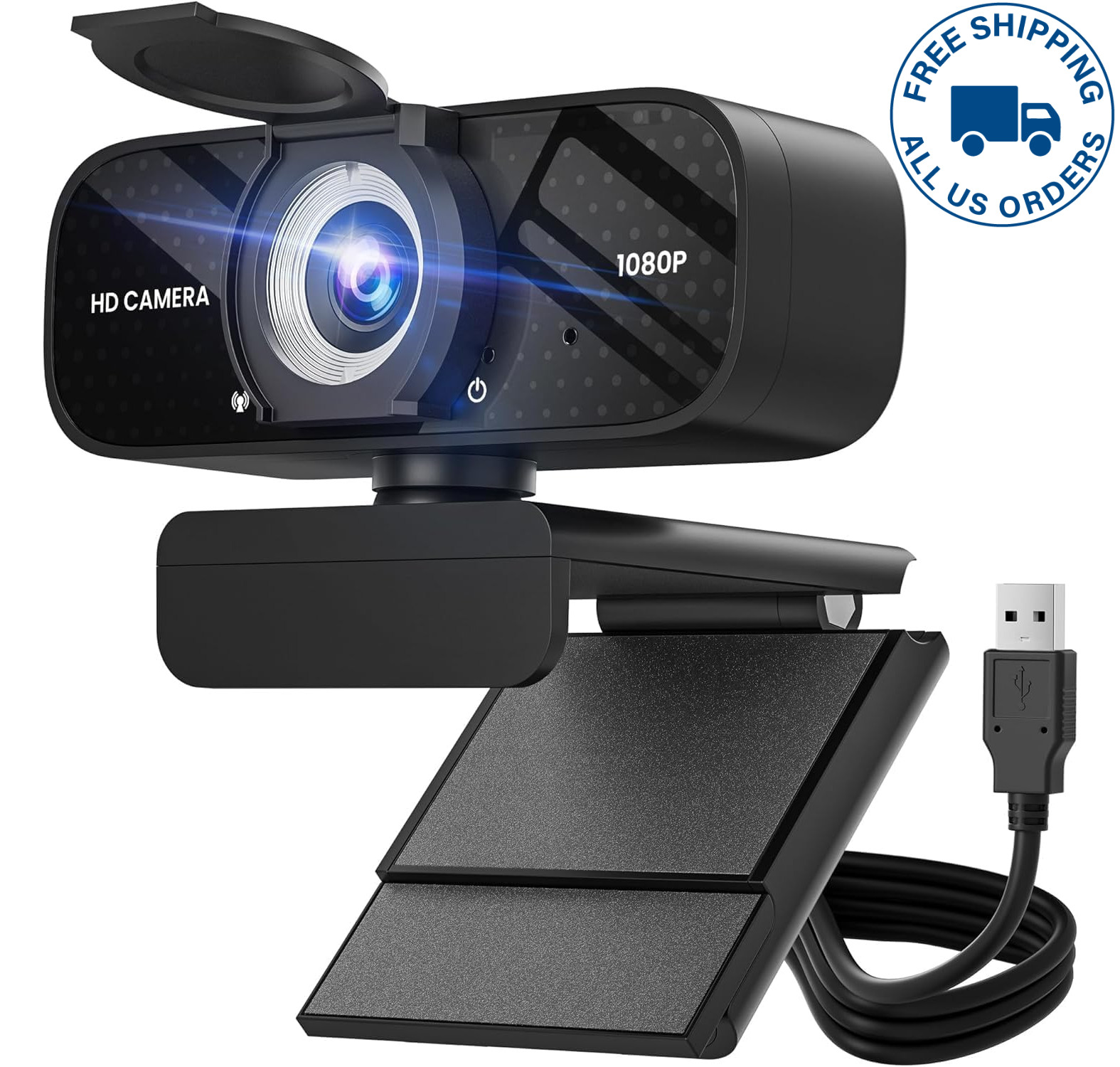 Full HD 1080P Webcam Built-n Mic Wide Angle Auto Focus Privacy Cover Plug & Play