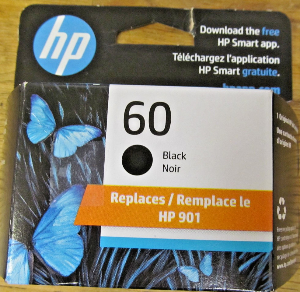 NEW FACTORY SEALED HP 60 BLACK INK CARTRIDGE EXP OCT 2026 