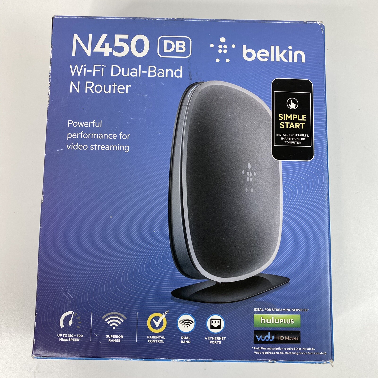 NEW Belkin Wi-Fi Dual-Band N Router N450 DB 4-Port 10/100 (F9K1105) Open Box