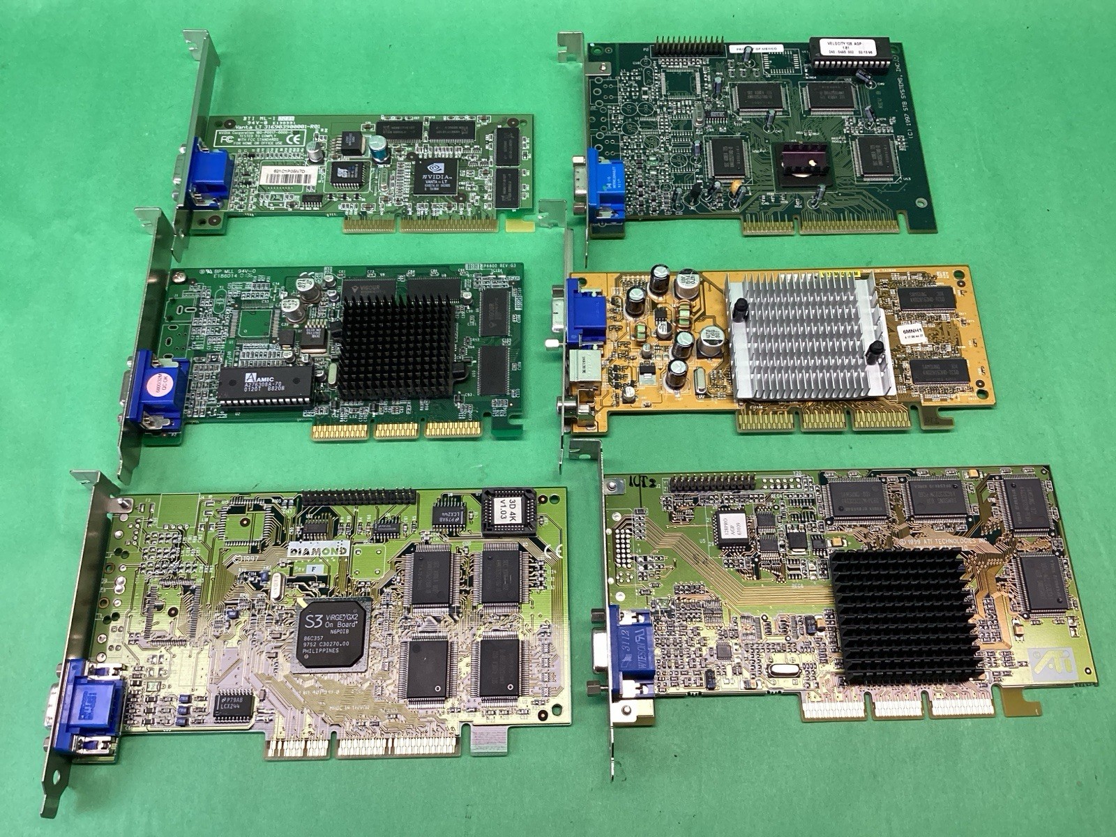 x6 Various Vintage AGP PC Desktop Graphics Video Card - UNTESTED - LOT OF 6