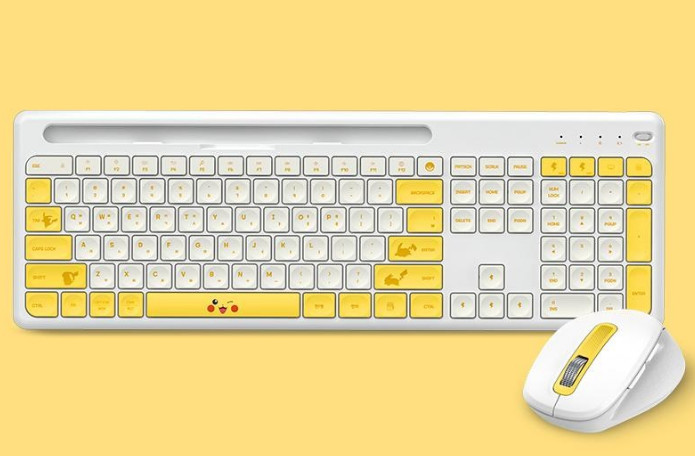 Pokemon PIKACHU GENGAR Wireless Keyboard + Mouse + Mouse Pad + Keyboard Skin SET