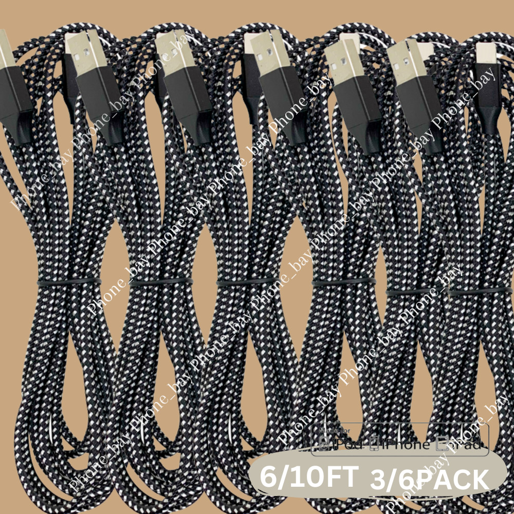 3/6 Pack USB Charger Cable Braided 6/10FT For iPhone 14 13 12 Fast Charging Cord
