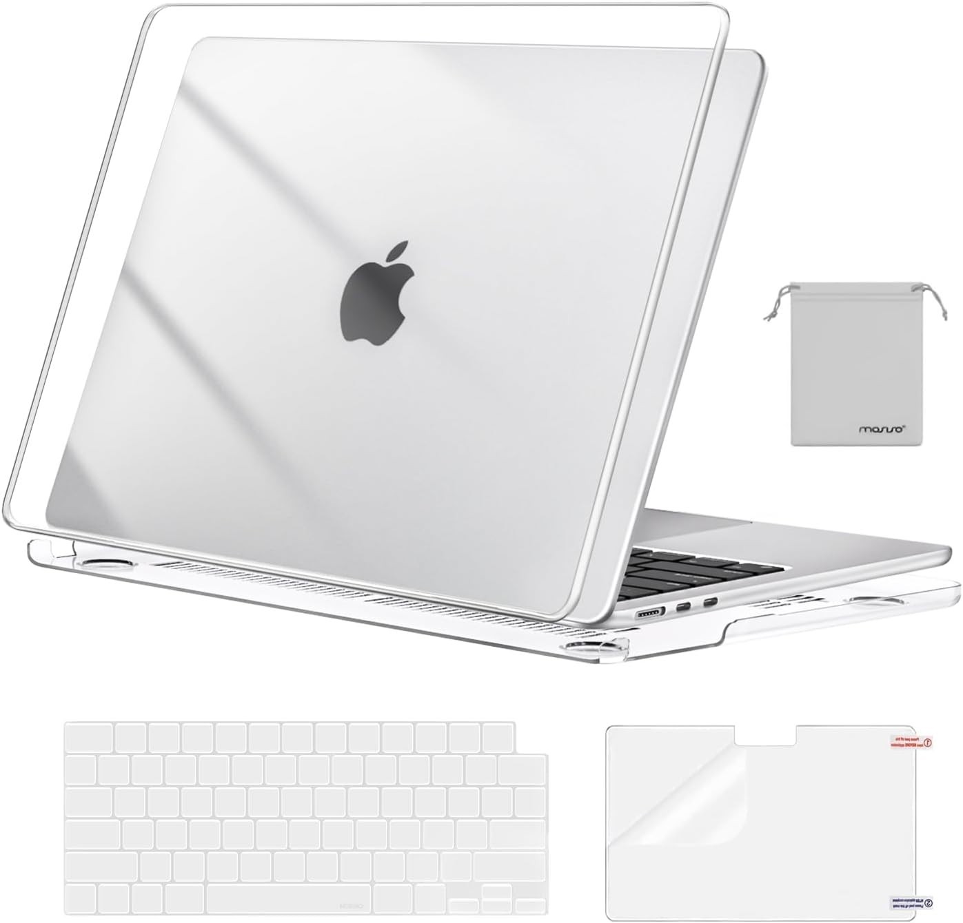 Laptop Case for MacBook Air 13.6 Crystal Clear +Keyboard & Screen Protectors&Bag