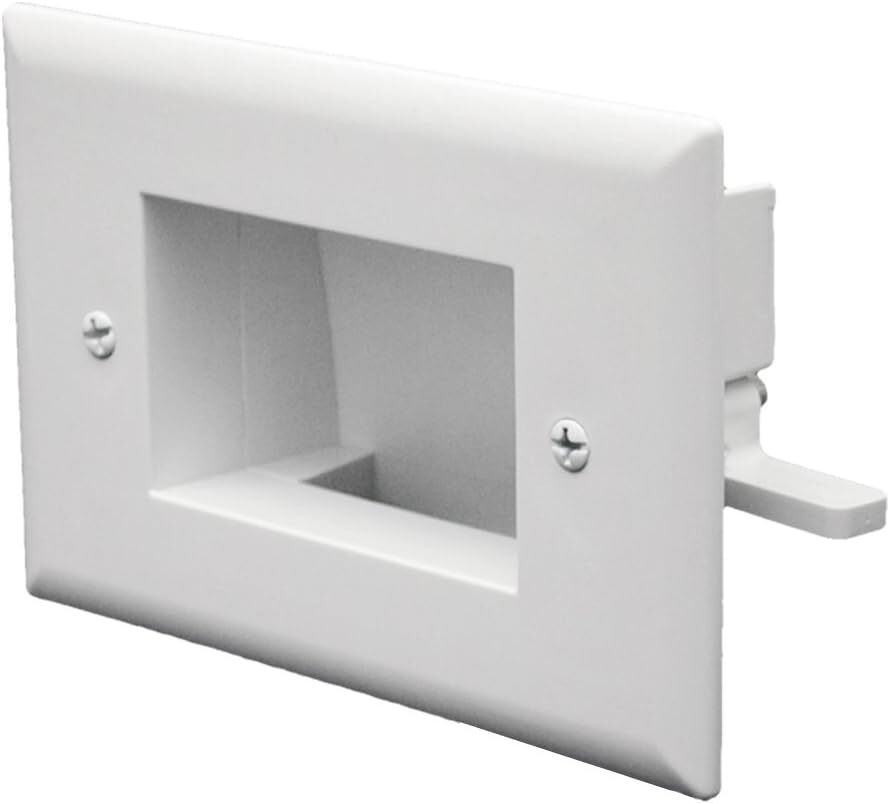 DATA COMM Electronics 45-0008-WH Easy Mount Recessed Low Voltage Cable Plate -