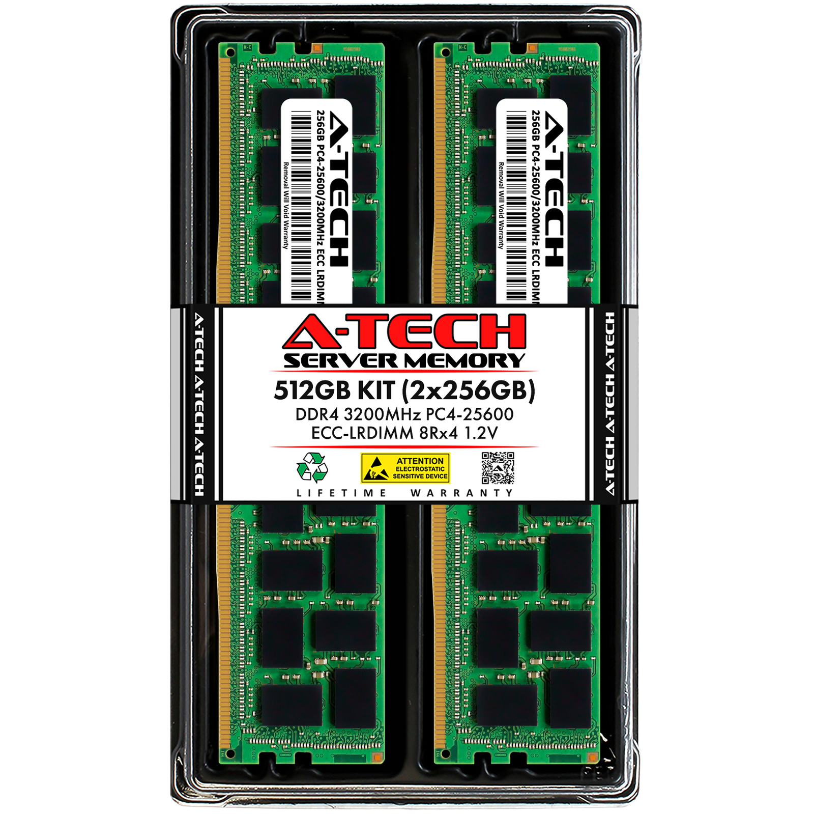 A-Tech 512GB 2x 256GB PC4-25600 DDR4 ECC Load Reduced LRDIMM Server Memory RAM