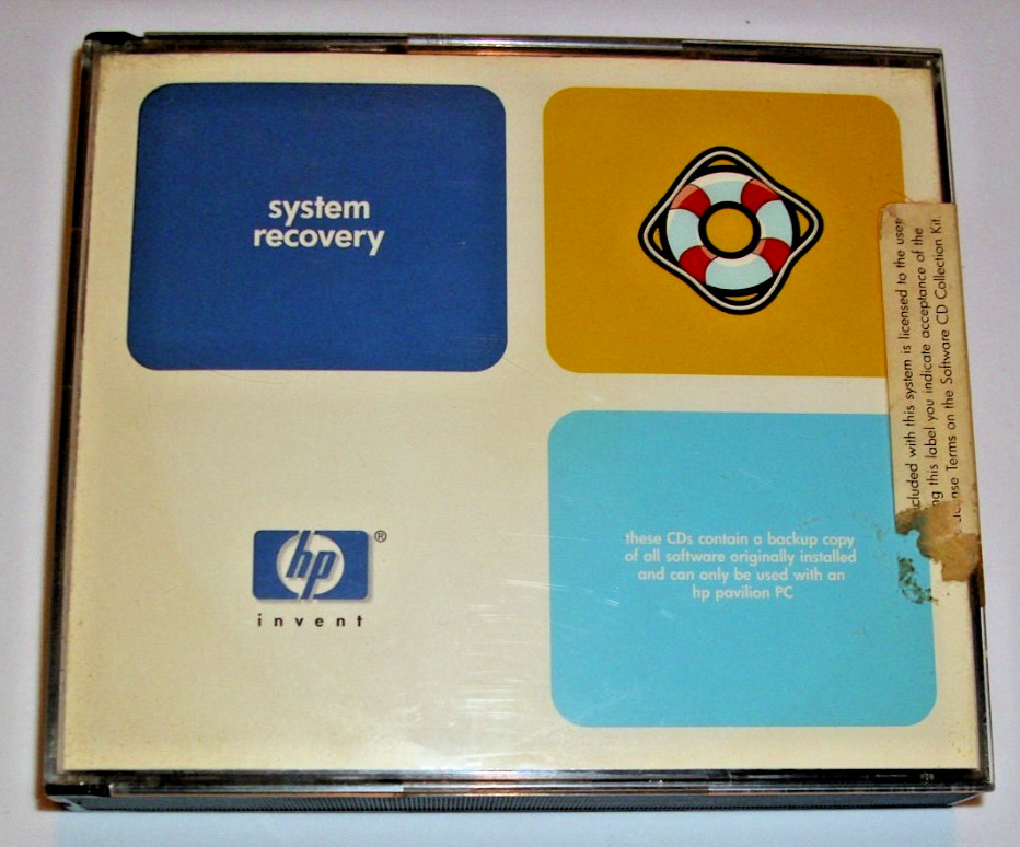 HP invent PC System Recovery Software 3 CD Set 5185-1746-B w/Case Vintage 2000