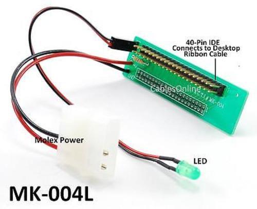 44 Pin to 40 Pin 2.5" Laptop IDE Hard Drive Adapter with Molex Power and LED 