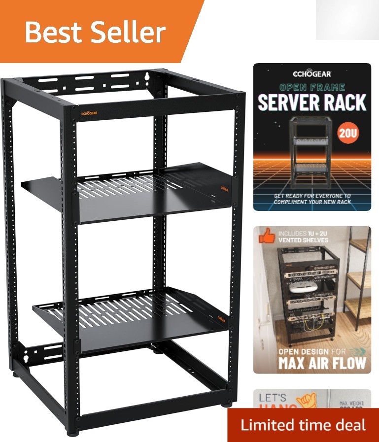 Versatile 20U Rack with Optimal Airflow - Wall Mount & Leveling Feet Included