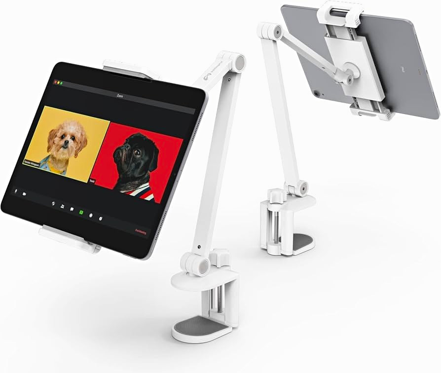 Heavy-Duty Universal Adjustable Rotating Clamp Mount Stand for Tablet/Phone