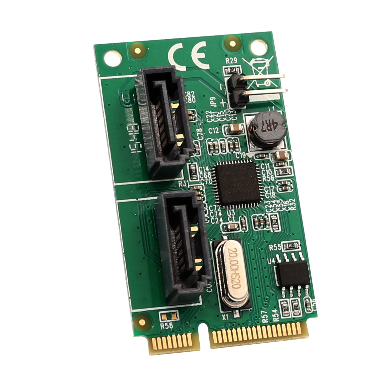 2 Port Mini PCIe to SATA III Controller Card AsMedia ASM1061 Chipset