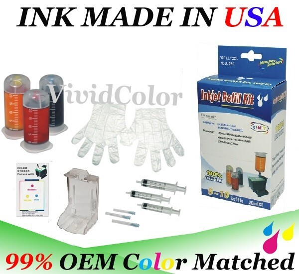 VC premium Color Ink Refill Kit  for HP 667/662/680/65/67/901/300XL Cartridges
