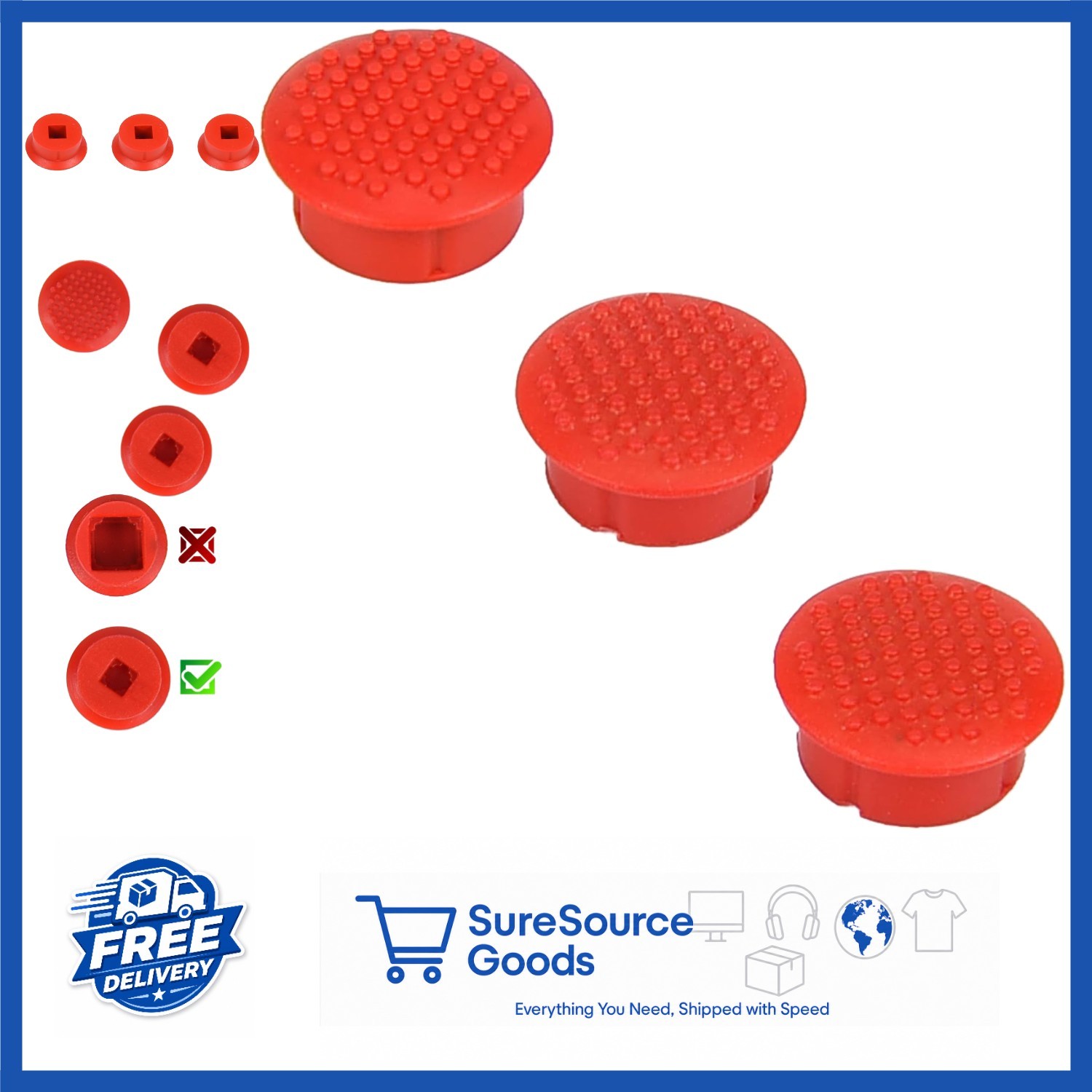 ThinkPad TrackPoint Caps 3pc Set Super Low Profile Red Rubber for Laptops
