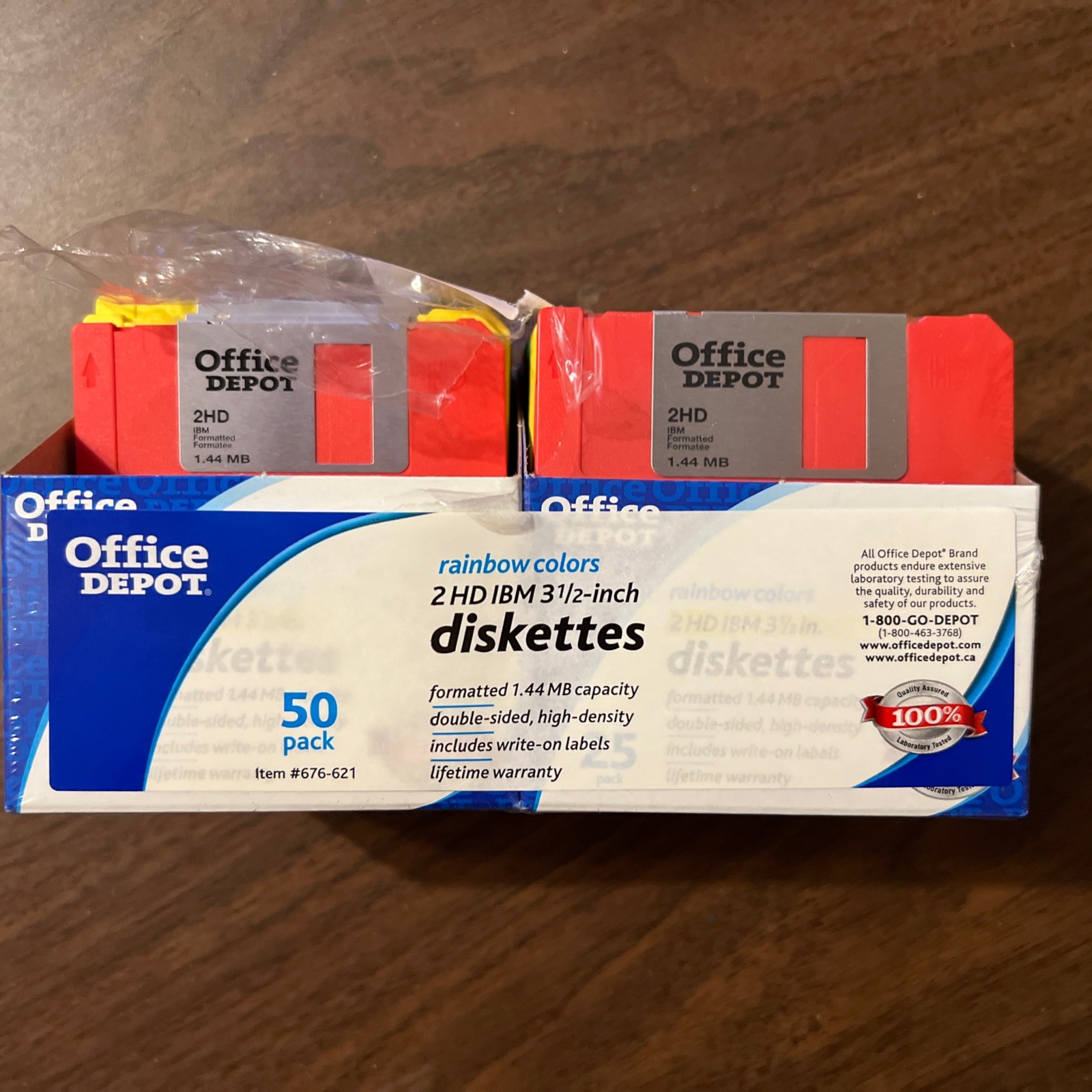 New office Depot 42 pack rainbow color 2HD IBM 3.5 DISKETTES
