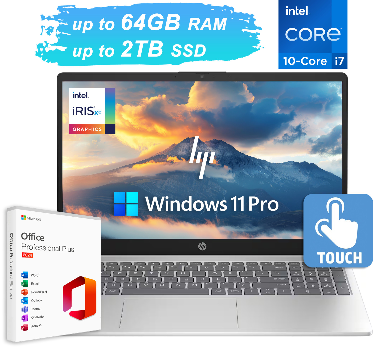 2026 HP Laptop Computer 15.6" Touch, 10-Core Intel i7, Upto 64GB RAM 2TB SSD Pro