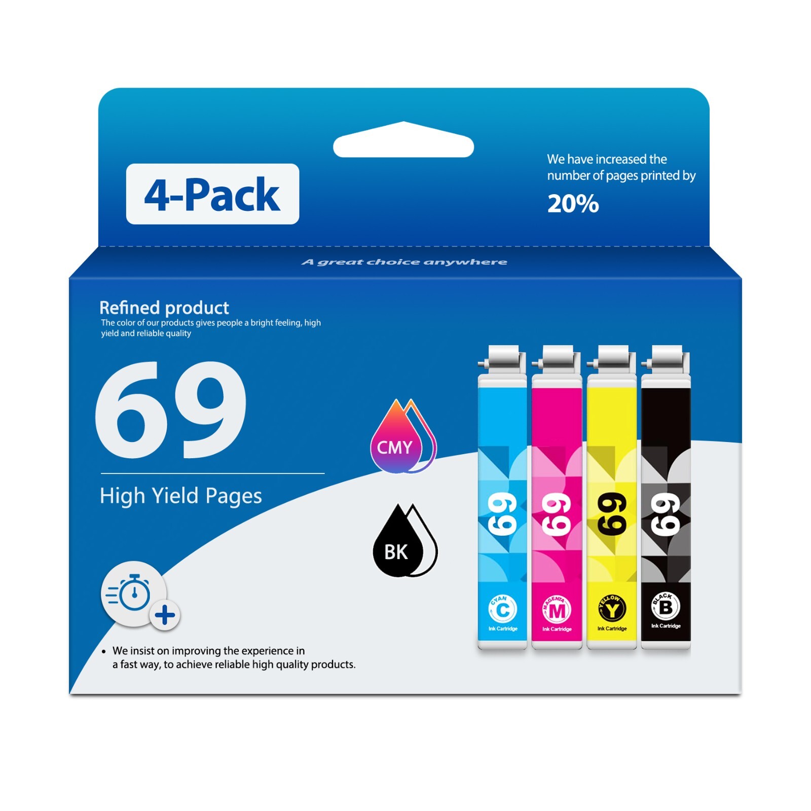 FADSOON® 69 Ink Cartridge Replacement 4-Pk for Epson Stylus CX5000 CX6000 NX510