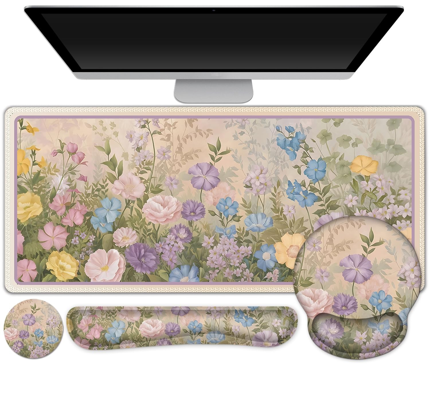 AIMSA Large Gaming Mouse Pad Keyboard Wrist Rest Set Extended Desk Mat Ergonomic