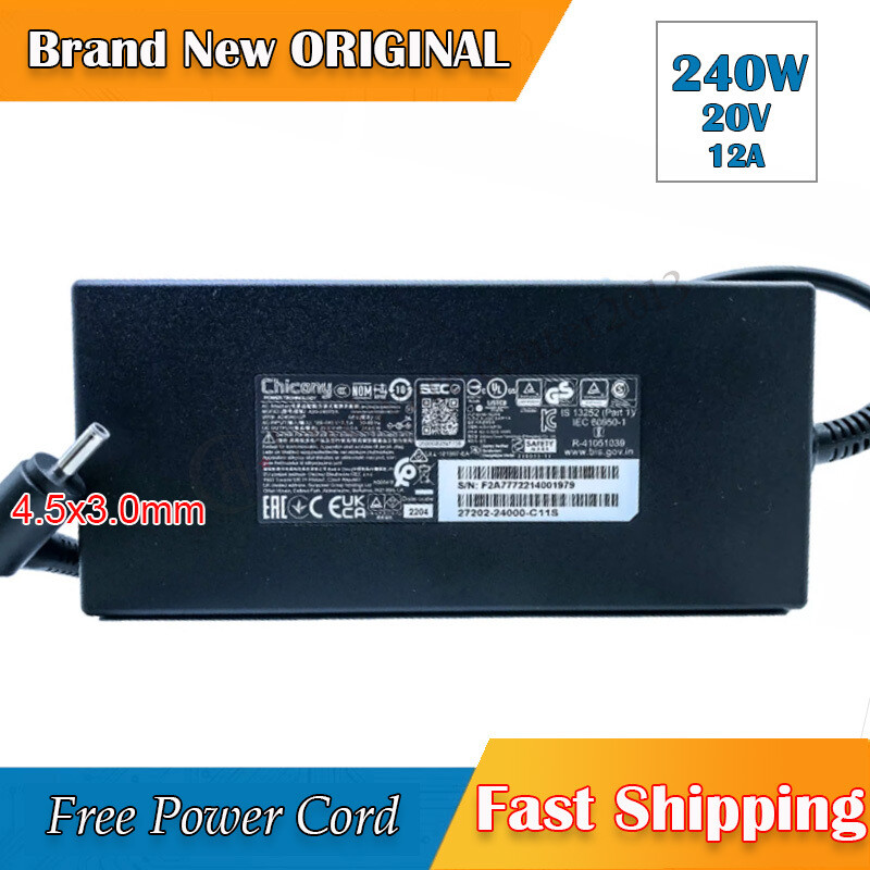 OEM MSI Pulse 15 GL76 GL66 Gaming Laptop Charger Adapter A20-240P2A 4.5x3.0mm