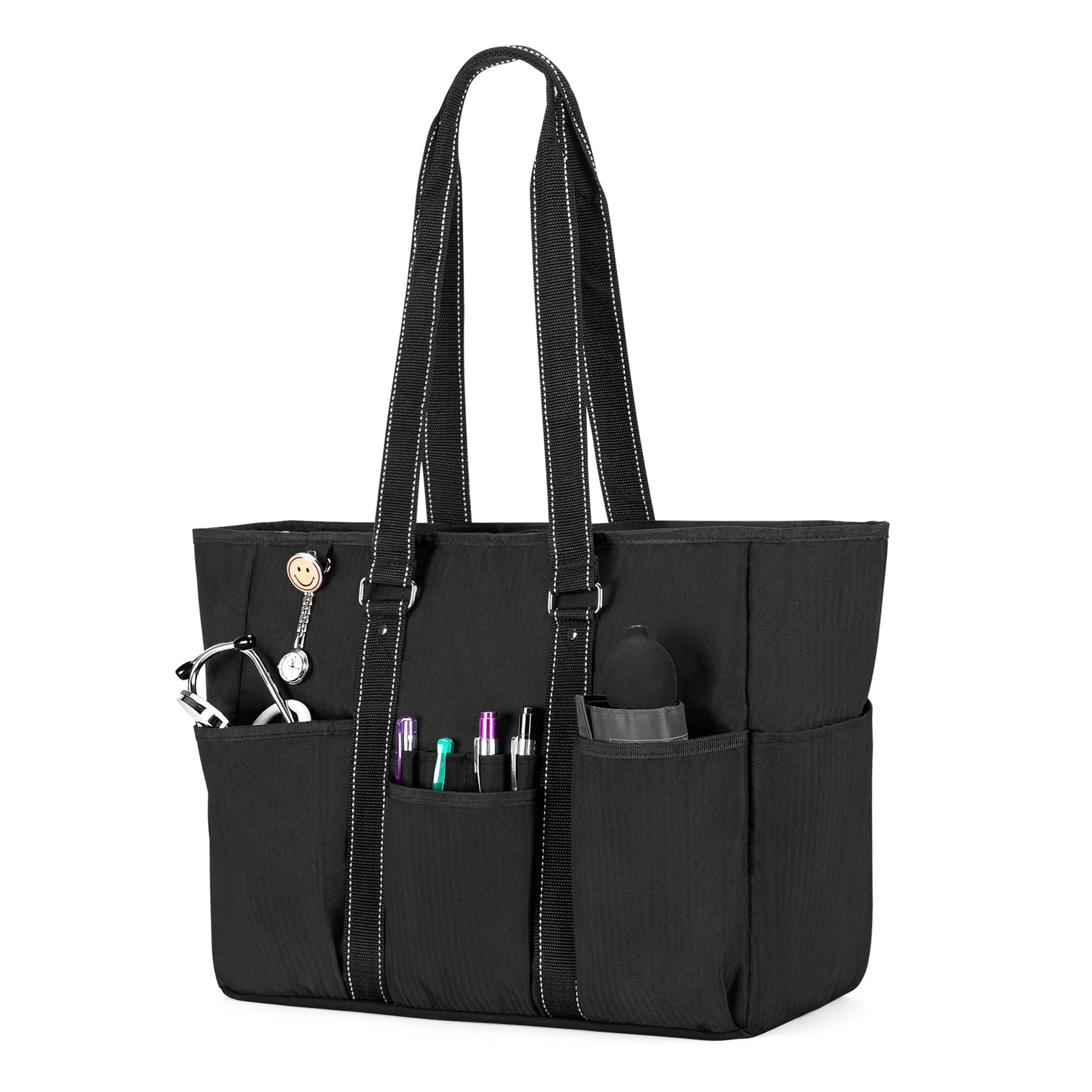 Damero Nurse Tote Bags, Bag with Padded Laptop Sleeve and Large, Black 