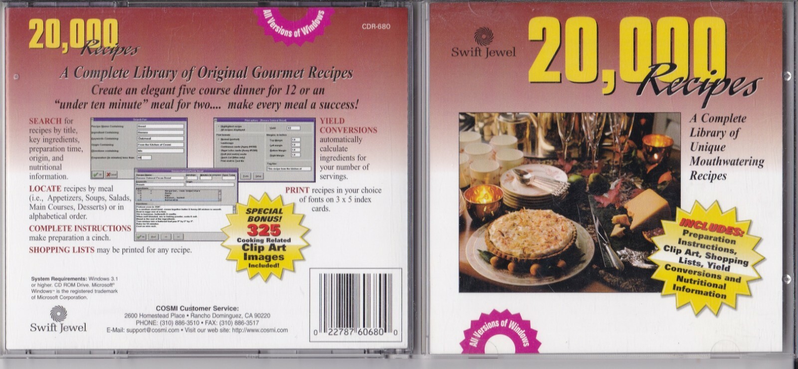 Vintage 20,000 Recipes (Windows, 2000, COSMI, Swift Jewel)