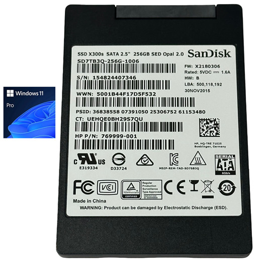 256GB SanDisk 2.5" SATA III SSD with Windows 11 Pro for Dell HP Acer IBM Lenovo