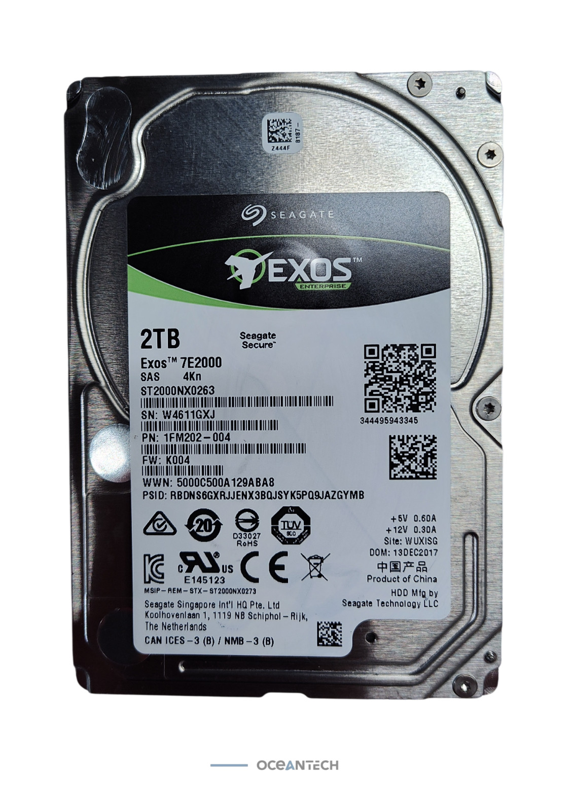 Seagate EXOS 7E2000 ST2000NX0263 2TB 7.2K 2.5" SAS HDD V3 Enterprise HD Grade A