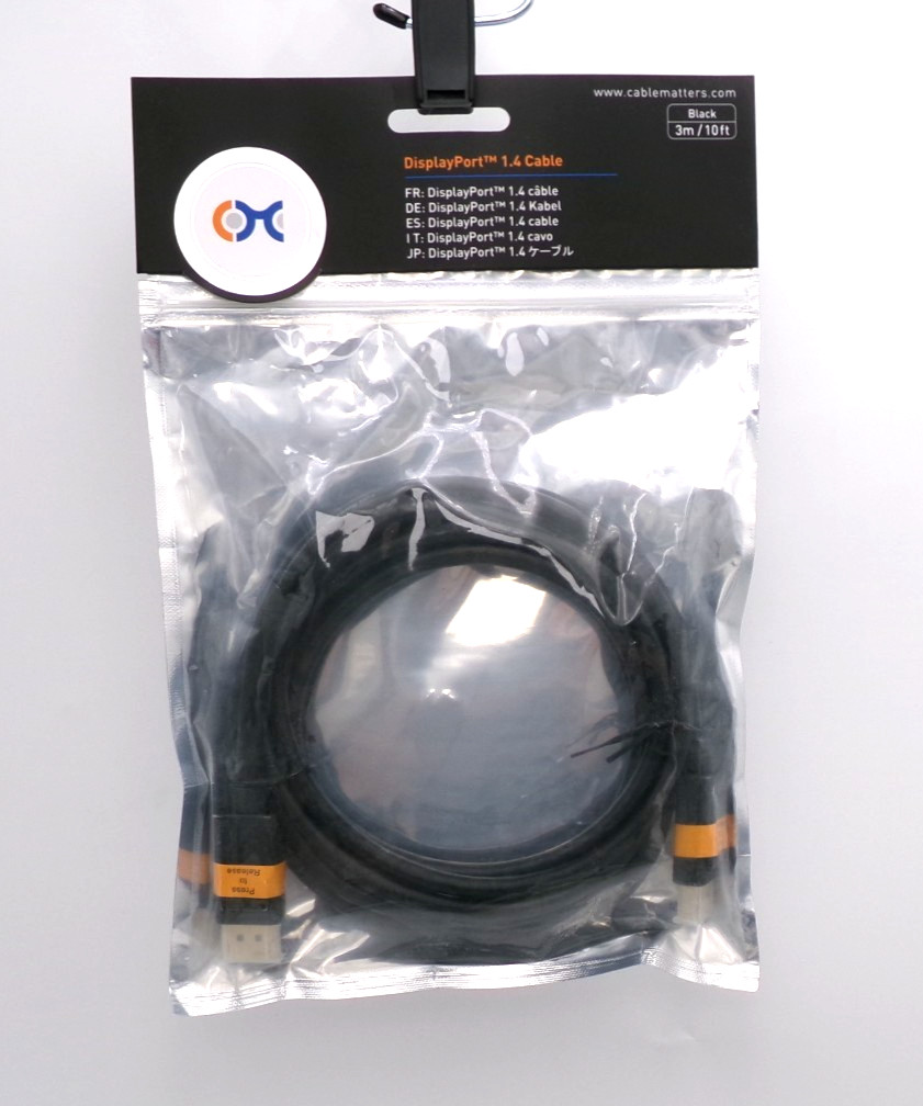Cable Matters DisplayPort 1.4 Cable 10ft VESA 8K 60Hz 4K 240Hz DP Black