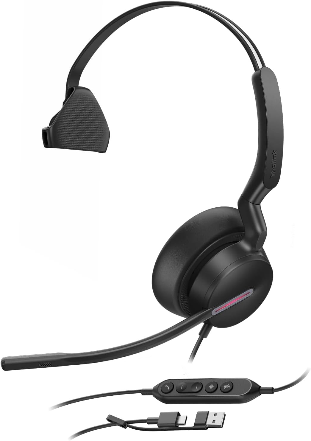 Audifonos Mono UH46 Con Microfono Cancelacion De Ruido USB C A Para PC Laptop