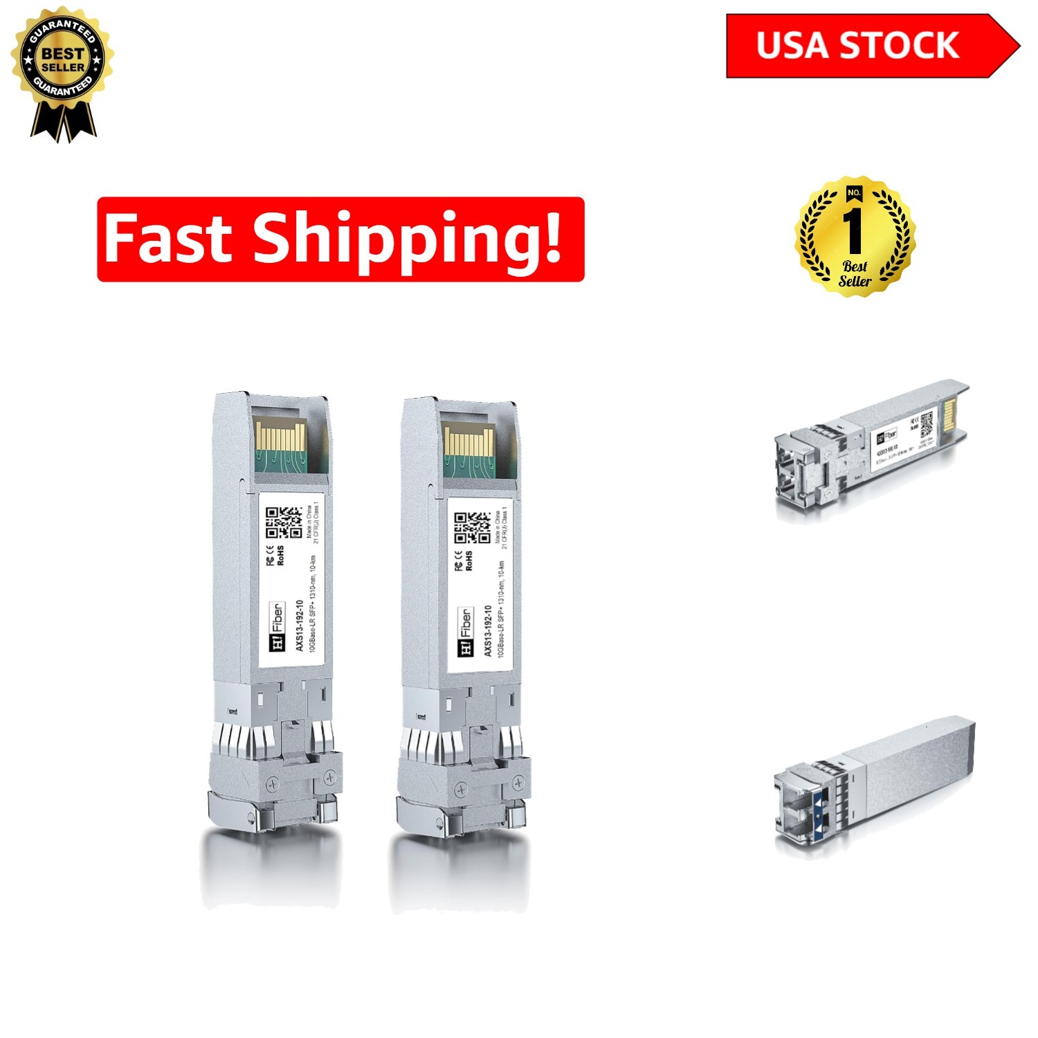 Reliable 10GBase-LR SFP+ Fiber Transceiver for Cisco, Meraki, UniFi - 2 Pack