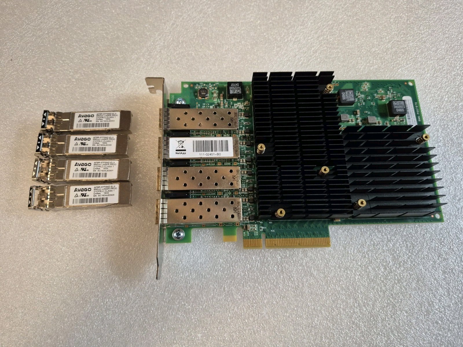 Netapp X1133A-R6 4-Port 16Gb FC PCIe HBA Adapter Controller 111-02451 w/ 4 SFP+