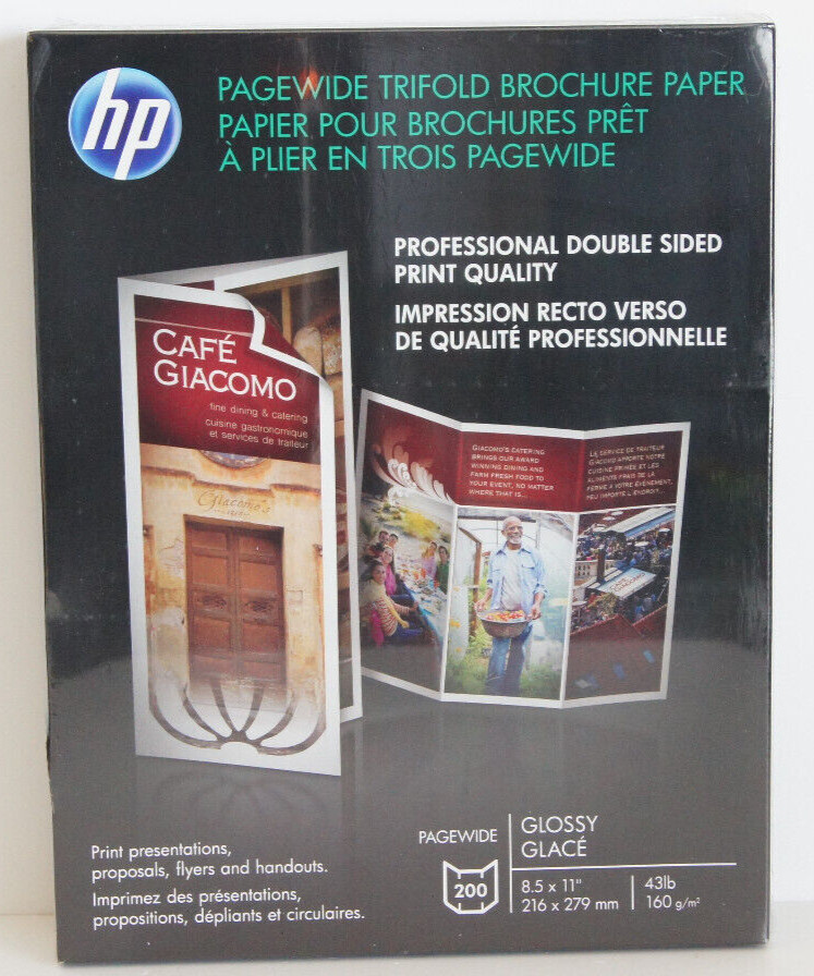 HP PAGEWIDE 8.5 x 11 Double Sided TriFold Brochure Glossy Paper InkJet LOT 5 PKS