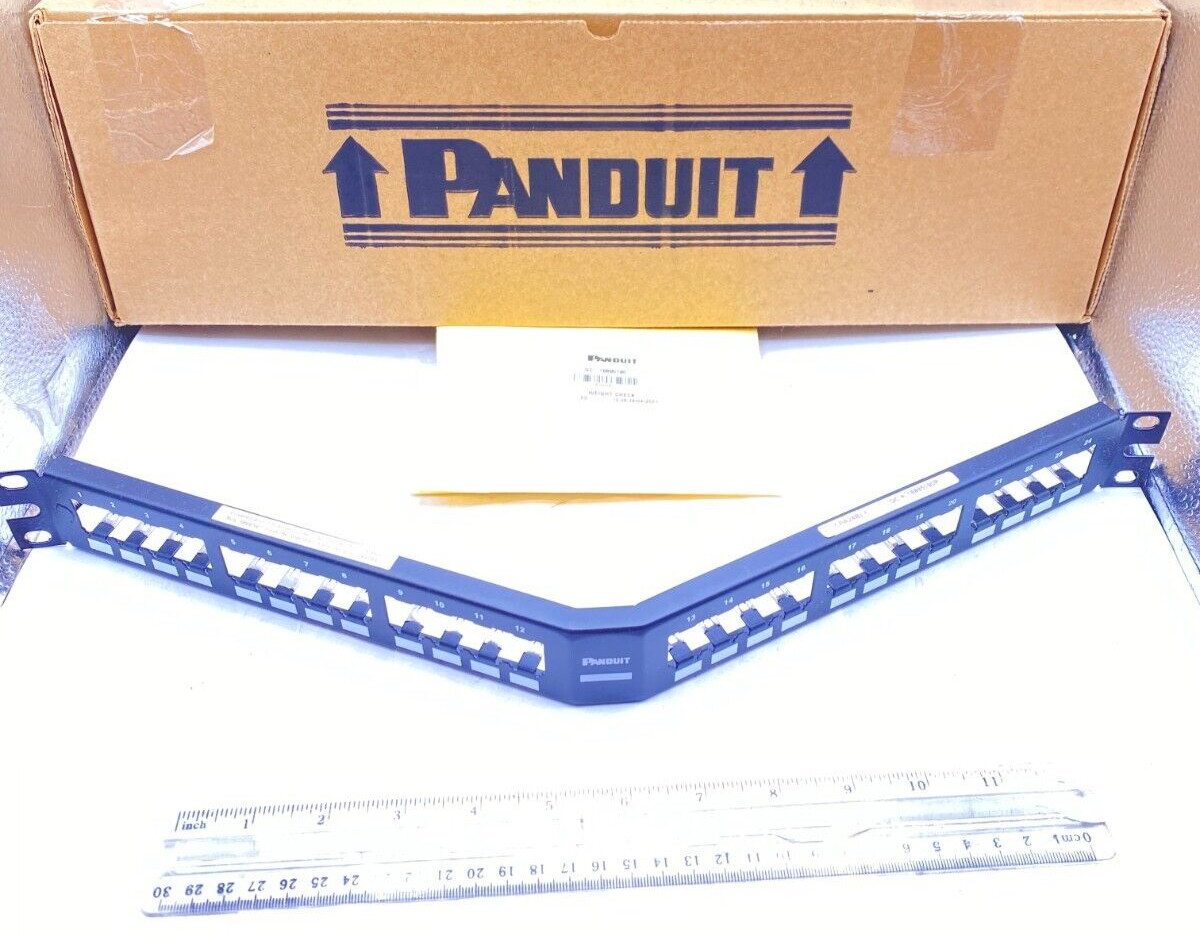 Panduit Mini Com Angled 24 Port Metal Shielded Modular Patch Panel CPA24BLY New