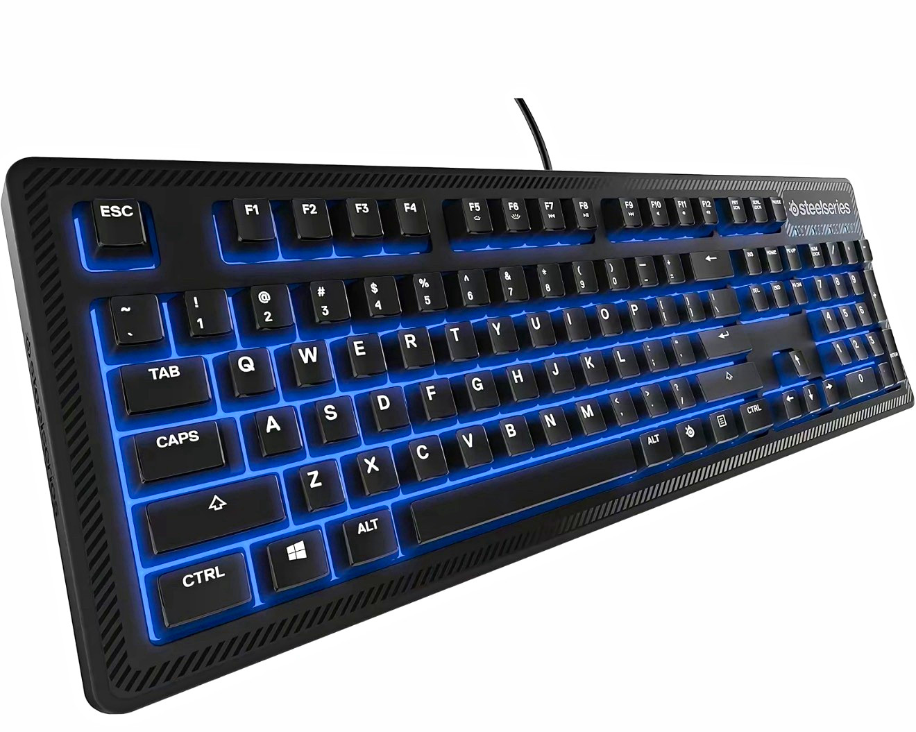 SteelSeries Apex 100 Gaming Keyboard Wired USB Illuminated Blue Backlit Black